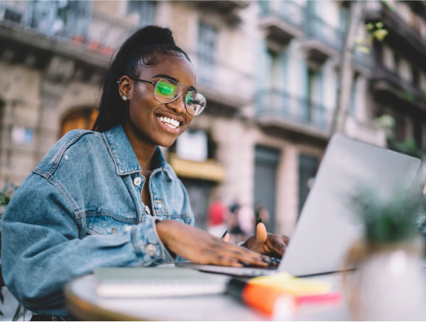Woman using laptop