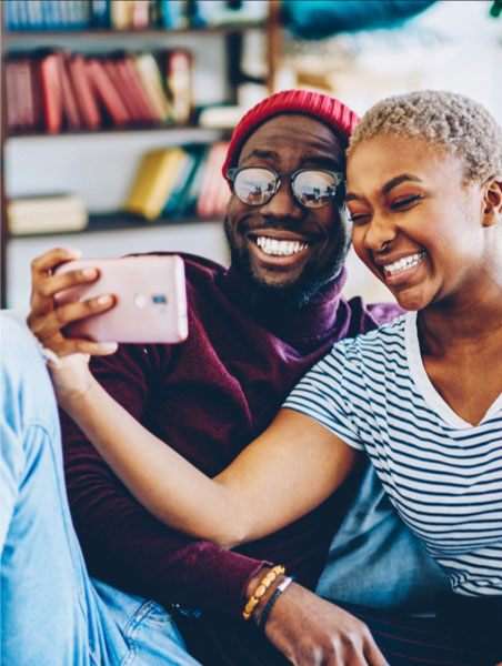 Couple using phone